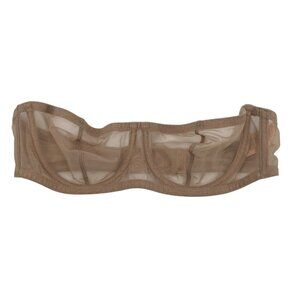 Eres Size US 32B Micro Mesh strapless bra Beige Tan Sheer Underwired FR 85